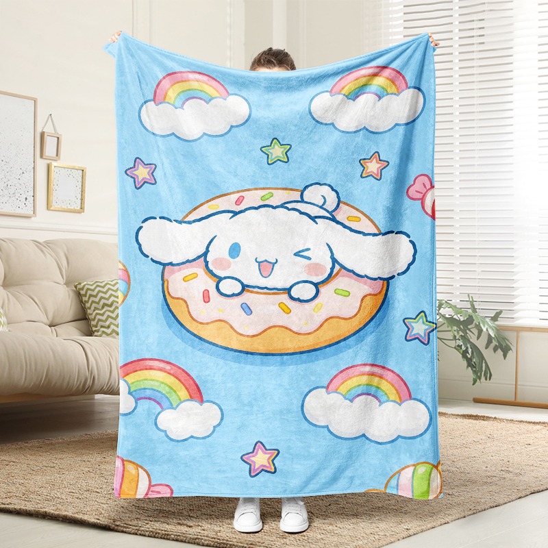 Christmas Throw Blanket - Selimut Sanrio Lucu Cinnamoroll Donut, Selimut