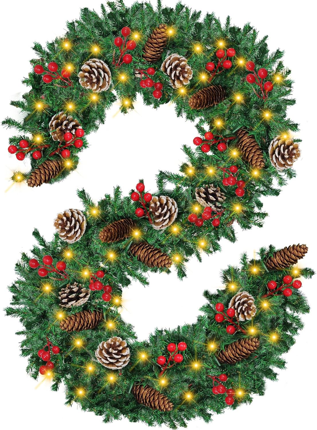 Christmas Lights Outdoor - Garland Natal 12FT dengan Lampu LED,