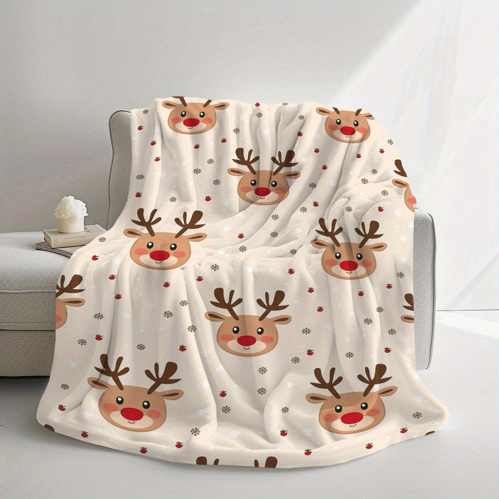 Christmas Throw Blanket - Selimut Fleece Motif Rusa Natal yang