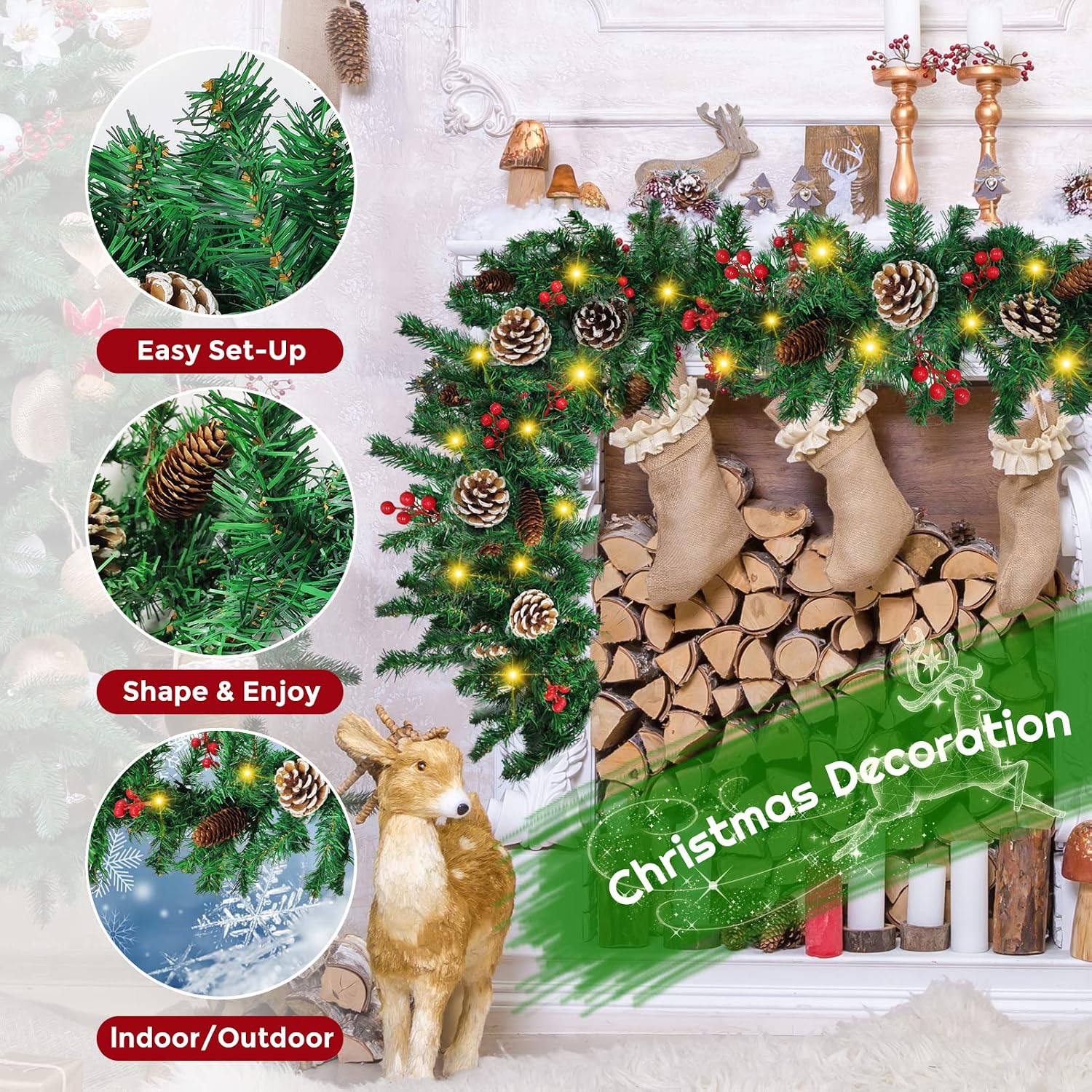 Garland Natal 12FT dengan Lamp - Christmas Lights Outdoor ulasan dan harga