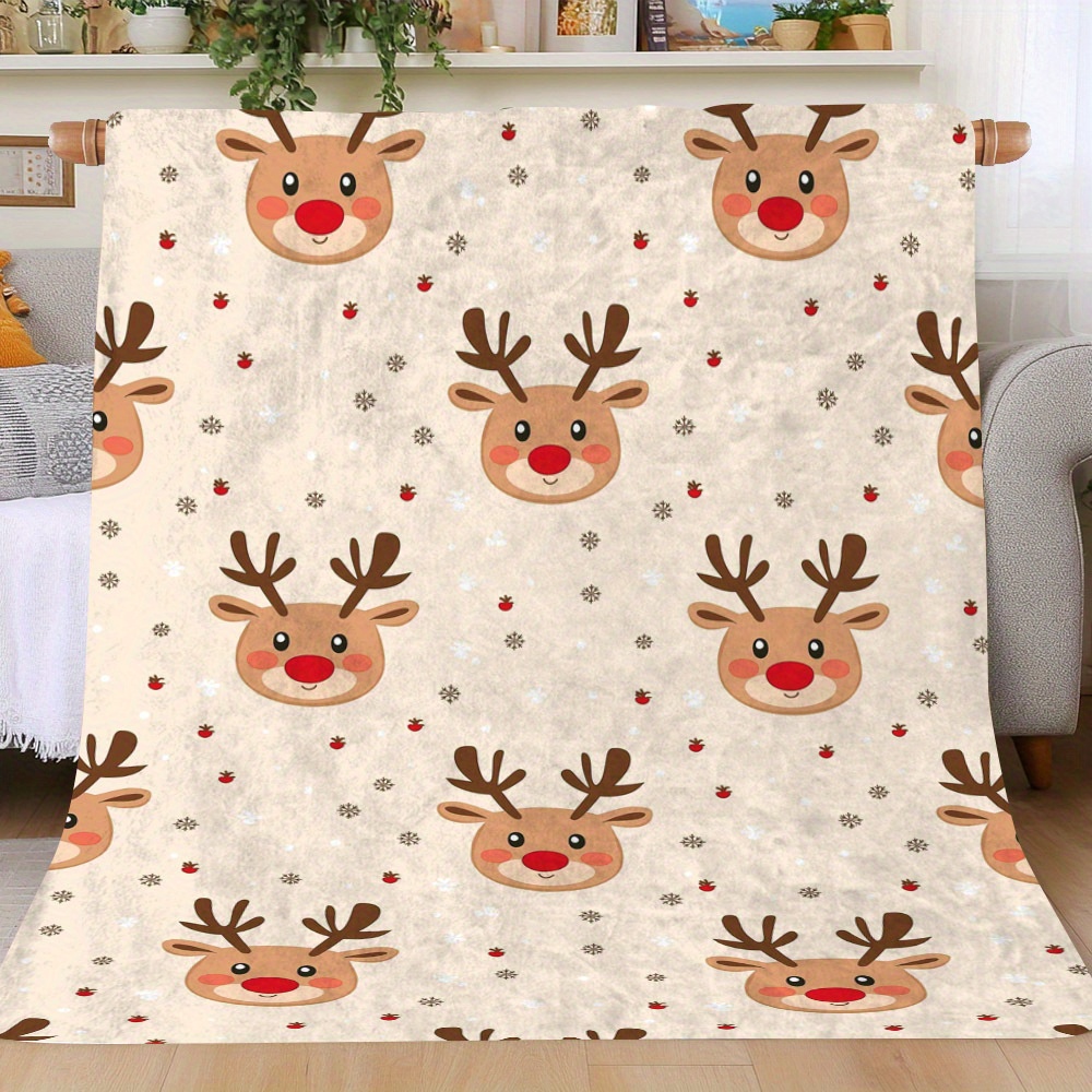 Selimut Fleece Motif Rusa Nata - Christmas Throw Blanket ulasan dan harga