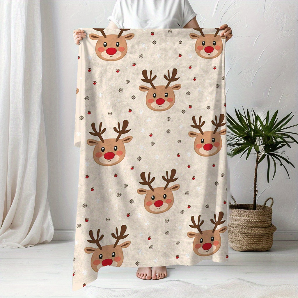 Selimut Fleece Motif Rusa Nata - Christmas Throw Blanket ulasan dan harga